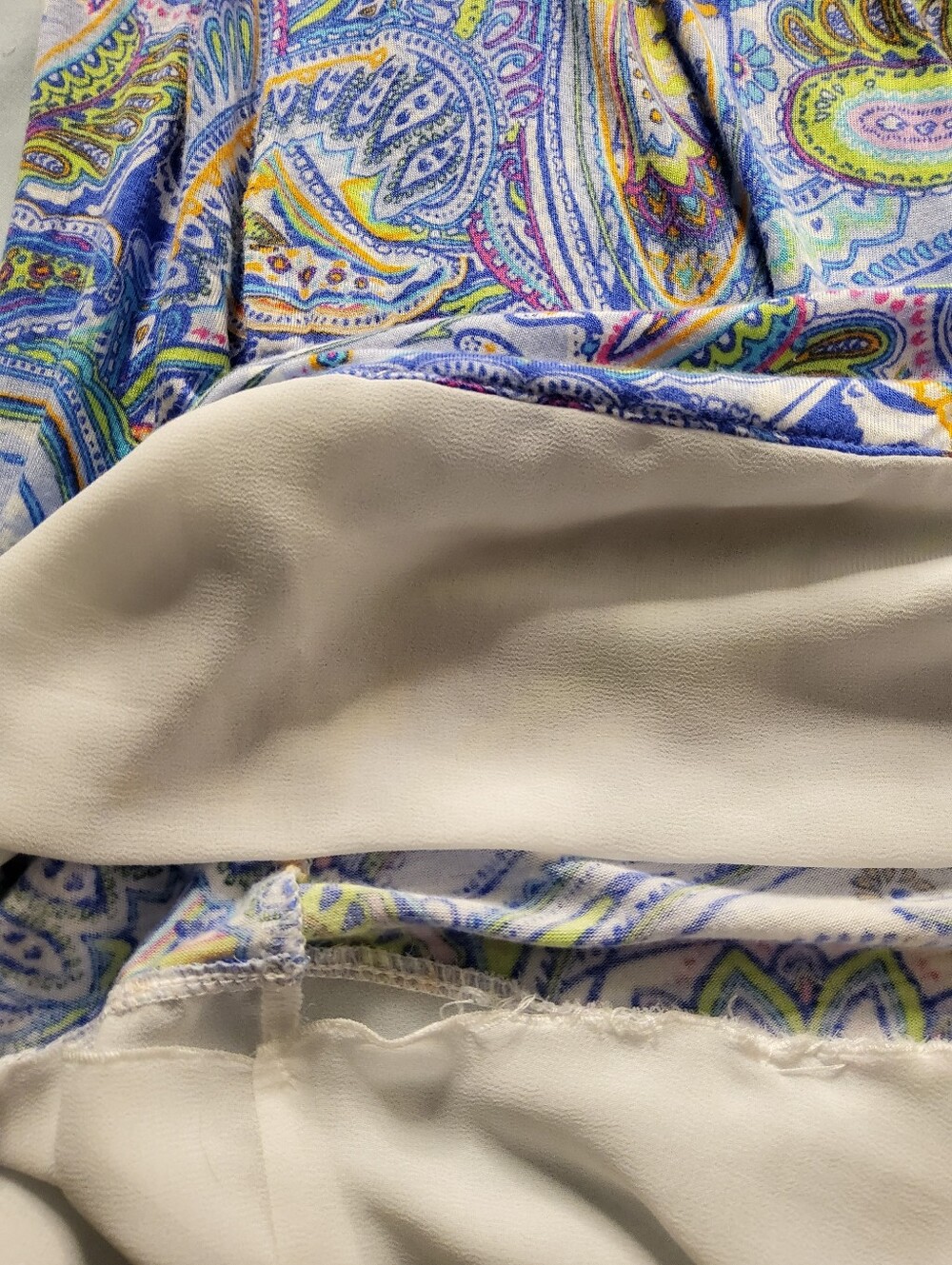 Ellen Tracy Sleeveless Paisley Sleepgown in Blue, Green & White 3X - Picture 5 of 9